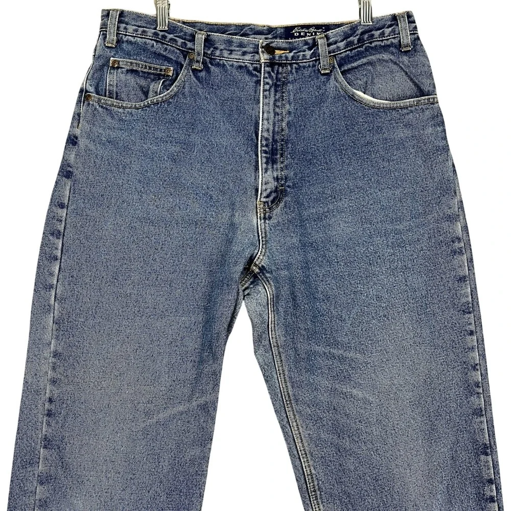 Eddie Bauer Jeans Mens‎ 38x36 Tall Medium Wash Denim Straight Leg Flannel Lined